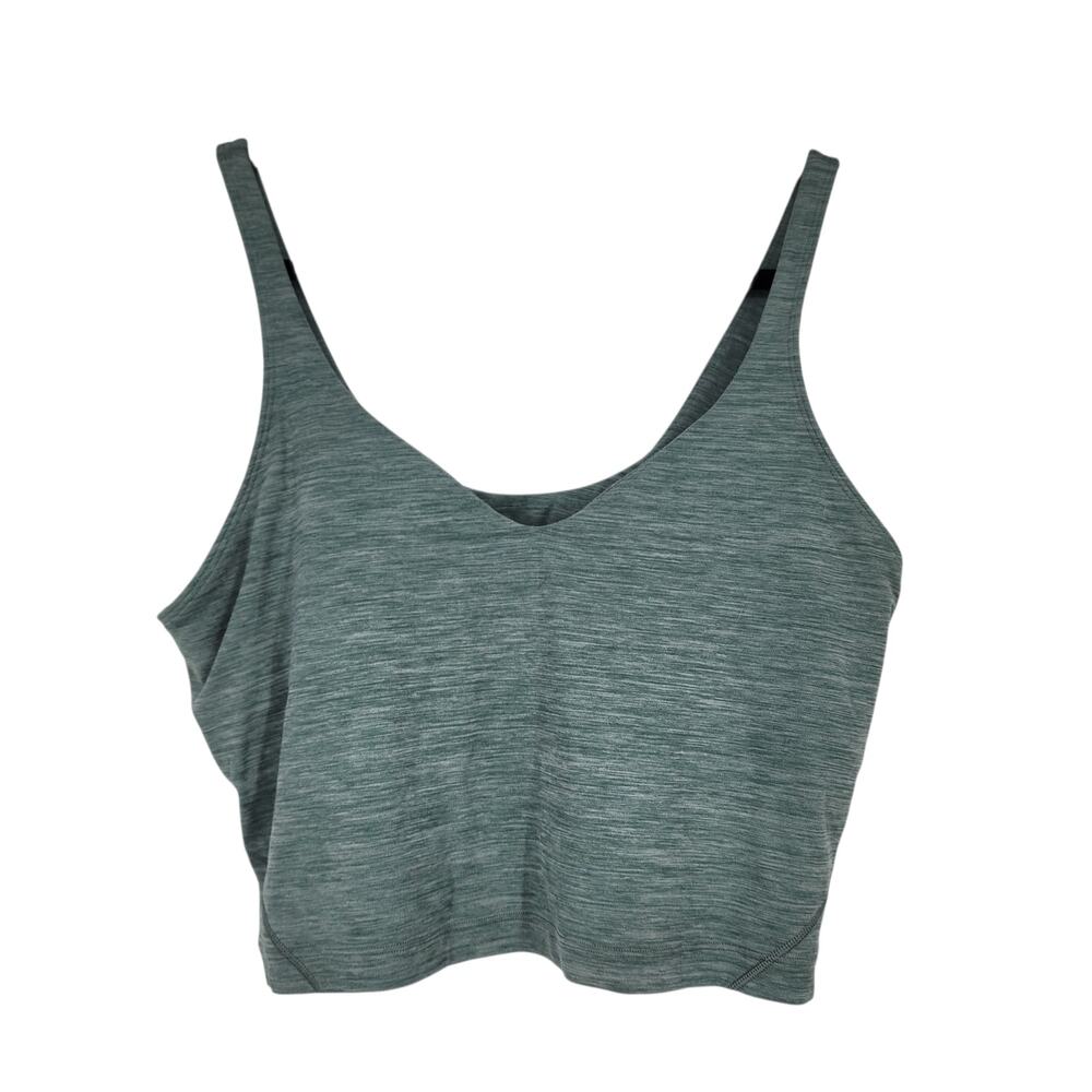 Lululemon Heathered Tidewater Teal V-neck Wide Strap Align Crop Tank Size 14